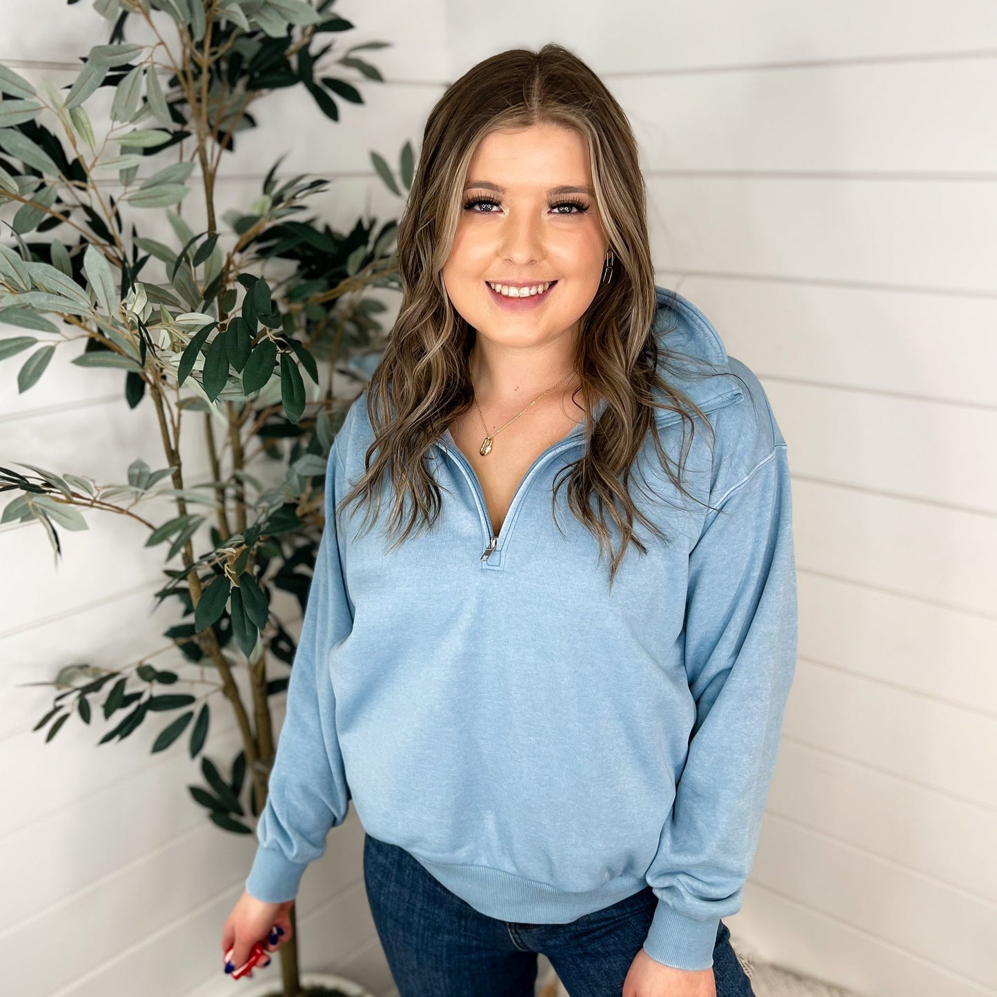 Nothing is the Same Cotton Blend Long Sleeve Avery Mae Quarter Zip Sweatshirt - 5 colors!