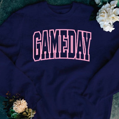 Yay For Game Day Cotton Blend Long Sleeve Avery Mae Graphic Crewneck Sweatshirt - 6 colors!