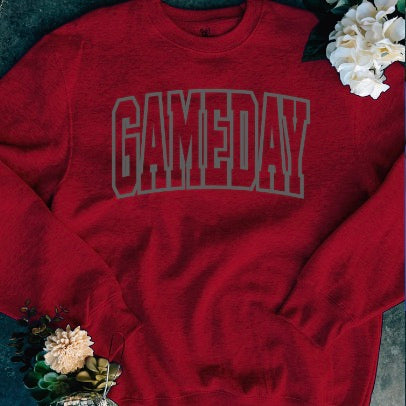 Yay For Game Day Cotton Blend Long Sleeve Avery Mae Graphic Crewneck Sweatshirt - 6 colors!