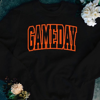 Yay For Game Day Cotton Blend Long Sleeve Avery Mae Graphic Crewneck Sweatshirt - 6 colors!