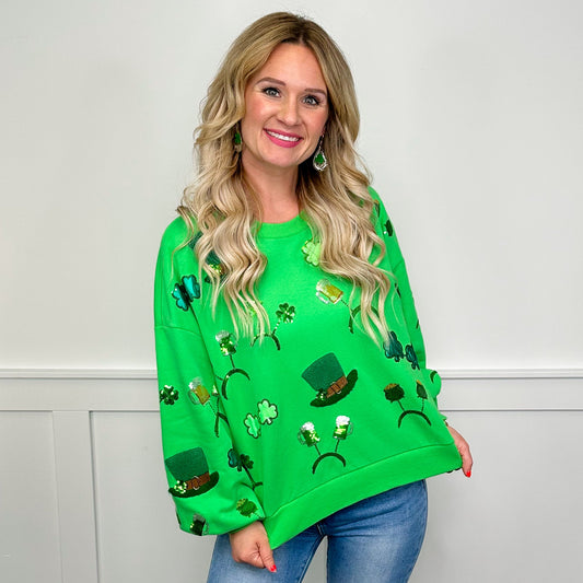 QUEEN OF SPARKLES Never Forget an Accessory Cotton Blend Long Sleeve Green Avery Mae Graphic Crewneck Sweatshirt