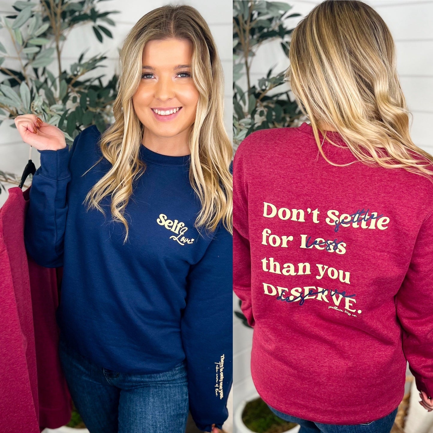 Self Care Cotton Blend Long Sleeve Avery Mae Graphic Crewneck Sweatshirt - 3 colors!