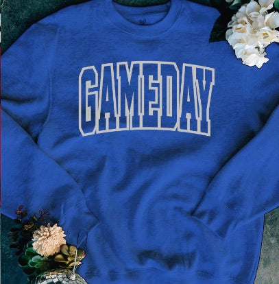 Yay For Game Day Cotton Blend Long Sleeve Avery Mae Graphic Crewneck Sweatshirt - 6 colors!