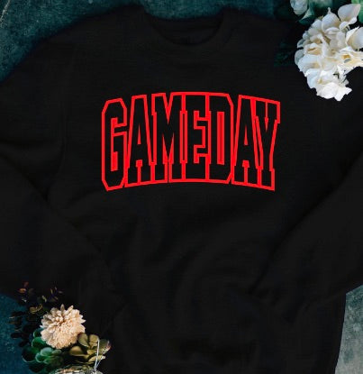 Yay For Game Day Cotton Blend Long Sleeve Avery Mae Graphic Crewneck Sweatshirt - 6 colors!