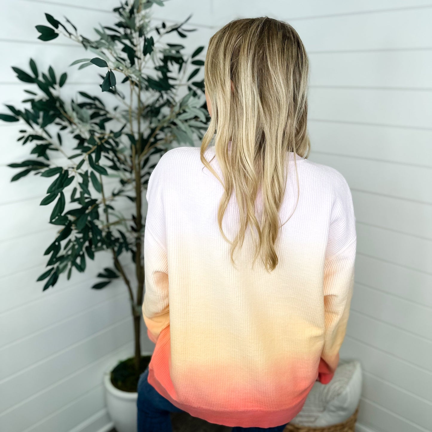 Getting Comfy Corded Cotton Long Sleeve Ombré Avery Mae Crewneck Sweatshirt - 5 colors!