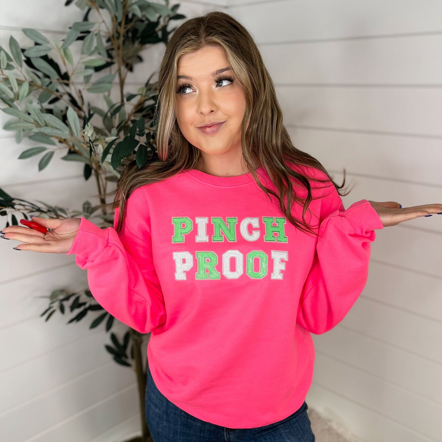 Pinch Proof Cotton Blend Long Sleeve Pink Avery Mae Graphic Crewneck Sweatshirt