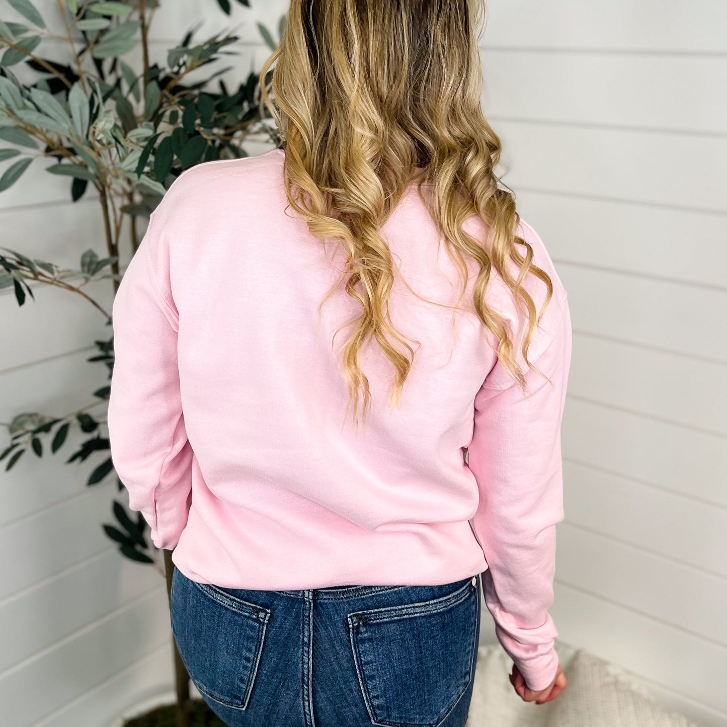 The Homebody Club Cotton Blend Long Sleeve Pink Avery Mae Graphic Crewneck Sweatshirt