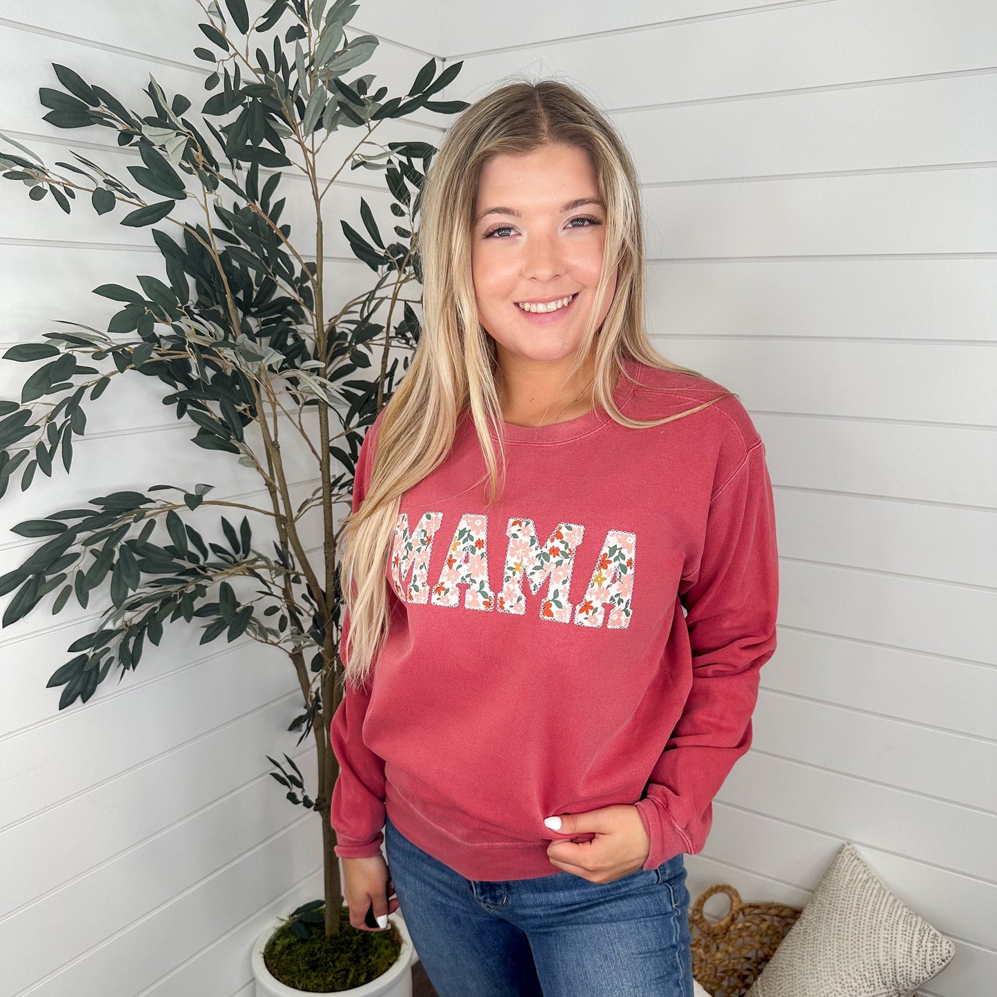 Proud to Be Mama Cotton Blend Long Sleeve Avery Mae Graphic Crewneck Sweatshirt - 2 colors!