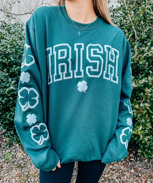 Irish Irish Long Sleeve Green Avery Mae Graphic Crewneck Sweatshirt